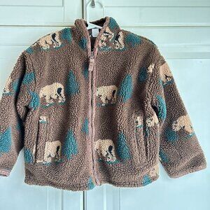 Hartstrings Jacket Boys 4 Brown Full Zip Bear Trees Sherpa‎